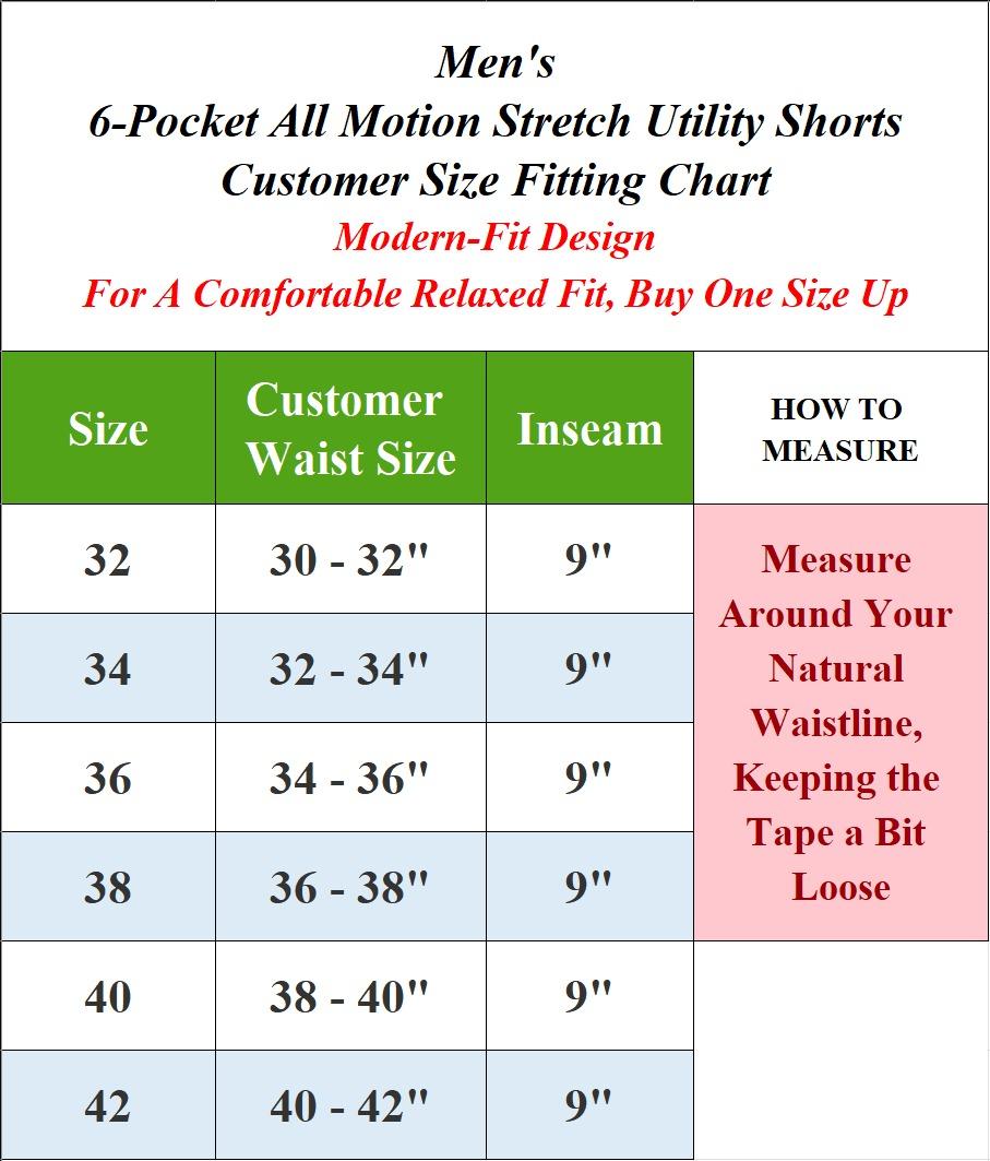 Men’s 6-Pocket Quick Dry Moisture Wicking Utility Zipper Cargo Pocket Golf Shorts (30-42) (Size up for a Comfortable Modern Fit)