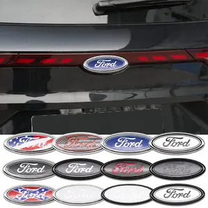 Car 3D Logo Decal Sticker, Front Rear Engine Hood Trunk Emblem, Metal Texture Badge, Car Exterior Upgrade Accessories for Ford Focus Mondeo Edge Ecosport Ranger Fiesta Fusion Kuga