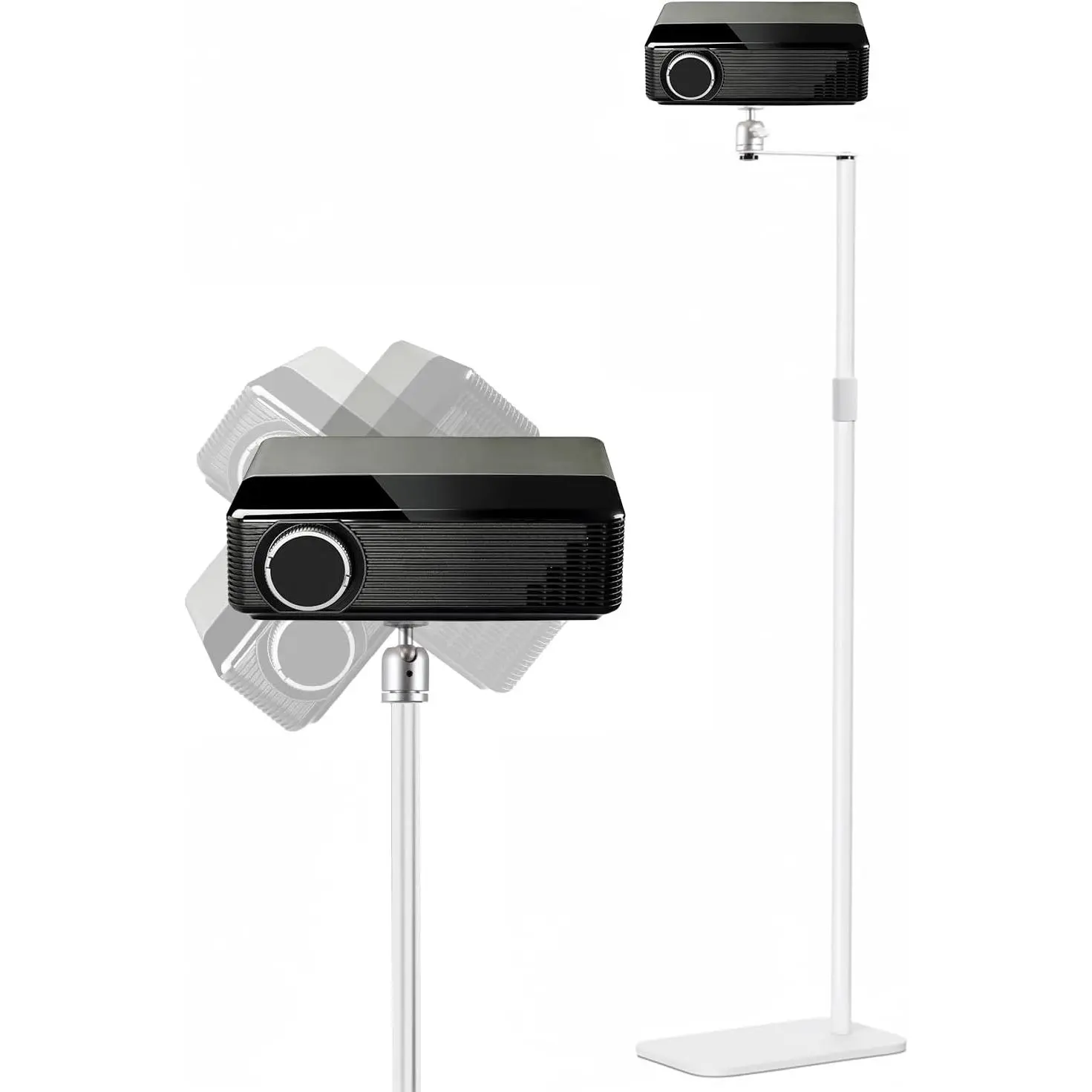 5 CORE Universal Height Adjustable 66in Square Metal Projector Stand - 360° Rotatable Mount with 1/4" Screw, Durable Portable Support for Projectors, Cameras, Webcams & Devices (Home, Office Use) White