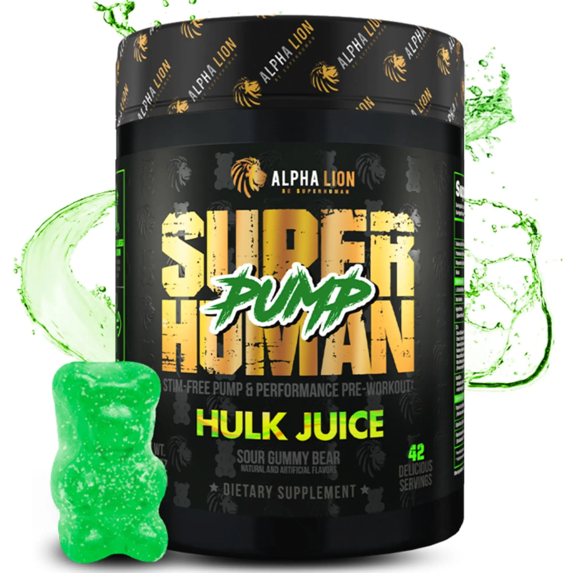 Alpha Lion Superhuman Pump Chewable Pre-Workout Powder - Dye-Free, High-Quality Ingredients, Alphasize® Alpha-GPC, Fast-Acting Gym Supplements for Adult Fitness Stamina, Muscle Support, Energy Boost; Bodybuilding Nutrition
