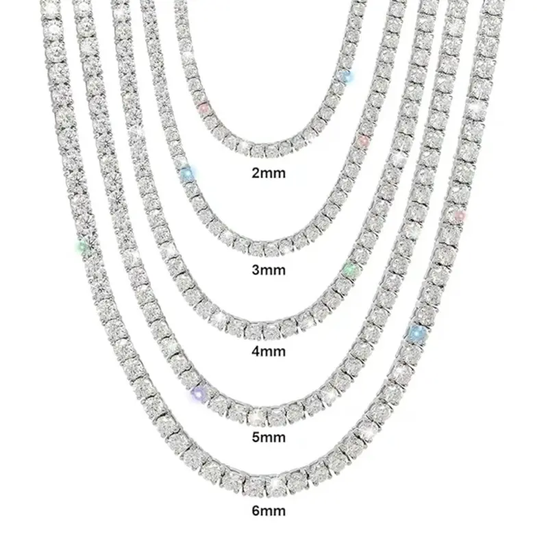 Tennis Necklace 18K White Gold Plated 5A 4.0mm for Women and Men