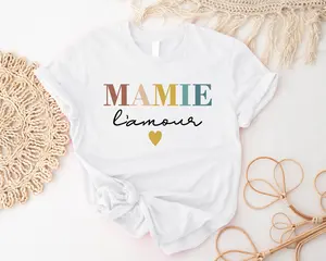 Mamie Lamour Shirt, Love Granny T-shirt, Grandma's Birthday Gift Idea Tee, Mother's Day Gift Shirt, French Granny Love Tee, Pregnancy Announcement T-shirt