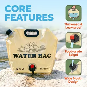 Portable 2.1Gallon Water Storage Bag, Thickened Sealed Design With Faucet, Safe BPA-Free Vessel for Travel Outdoor Drink Storage