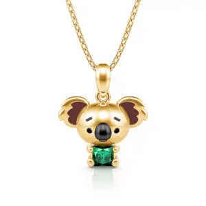 Jeulia Hug Me "Adorable Koala" Princess Cut Sterling Silver Necklace