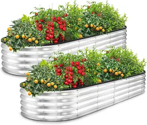 Utopia Home Galvanized Raised Garden Bed 2-Pack 6x2 ft Lightweight Outdoor Planter Boxes Easy Assembly for Vegetables Fruits & Flowers