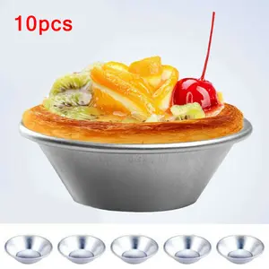 10pcs High-Quality Aluminum Egg Tart Moulds Set for Baking Cupcake Cake Cookie Pudding Silver Color Reusable Oven Safe [Fall Deals]