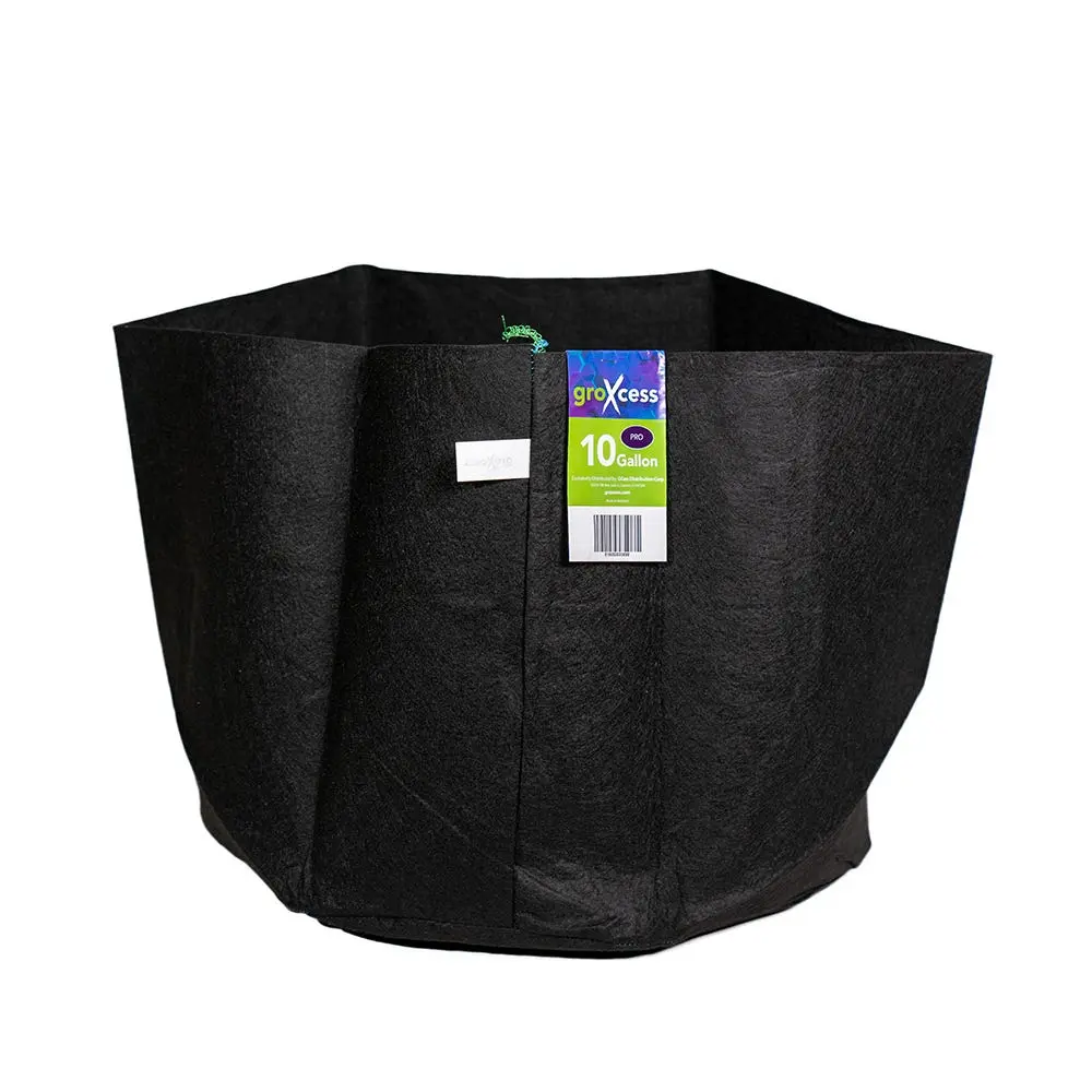 GroXcess Pro Black 10-GAL Fabric Pot No Handles