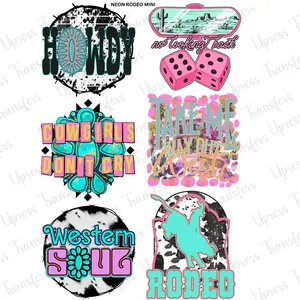 Neon Rodeo Mini DTF Transfer Gang Sheet 24.5" x 36" Direct To Film for DIY Enthusiasts Vibrant Custom Options Cozy Handmade Aesthetic Festive Design