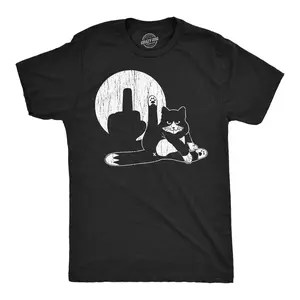 Mens Funny T Shirts Cat Middle Finger Shadow Puppet Show Sarcastic Graphic Novelty Tee for Men Mens Funny T Shirts Cool Vintage Fashion T-Shirt Gift Classic Menswear Sarcastic Apparel for Men Funny Cat Short Black -