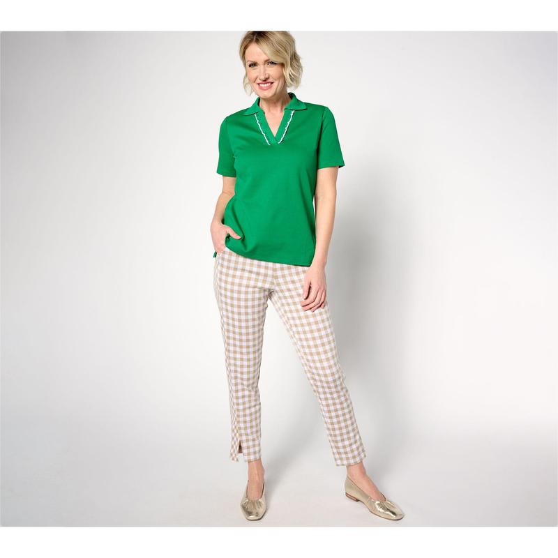 Isaac Mizrahi Live! Regular Gingham Pattern Ankle Pants