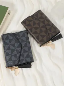 Fashionable Heart & Tassel Decorated Small Wallet, Casual Versatile Wallet with Multiple Card Slots & ID Window, Women's Wallet for Daily Use