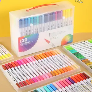 Premium 120-Color Watercolor Marker Kit - Smooth-Writing Brush & Fine Liner Pens for Sketching Coloring Books, Professional Art Supplies for Artists Beginners, Art Markers Set, Art Markers Pen
