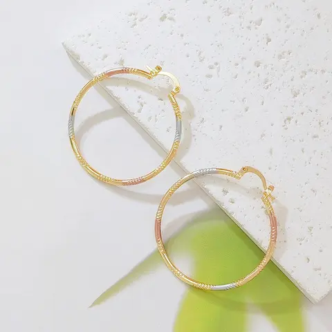 Women's 14 Karat Gold Plated Ribbed Twisted Threaded Thin Hoop Earrings - Lightweight Minimalist Huggie Earrings, Female Daily Jewelry Gift, Subtle Gold Shine Ear Stacking Pieces