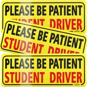 3 Piece Student Driver Magnet Car Set, Wait for Student Driver Safety Warning Universal Car Sticker, Reflective New Driver Bumper Decal ( and )