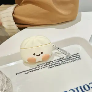 1 piece of steamed bun earphone case,Cute wireless Bluetooth earphone case, drop resistant, durable, stylish, portable and protection accessory, suitable for AirPods pro3/1/2/3/4/pro/pro2(Different models may have different shapes)