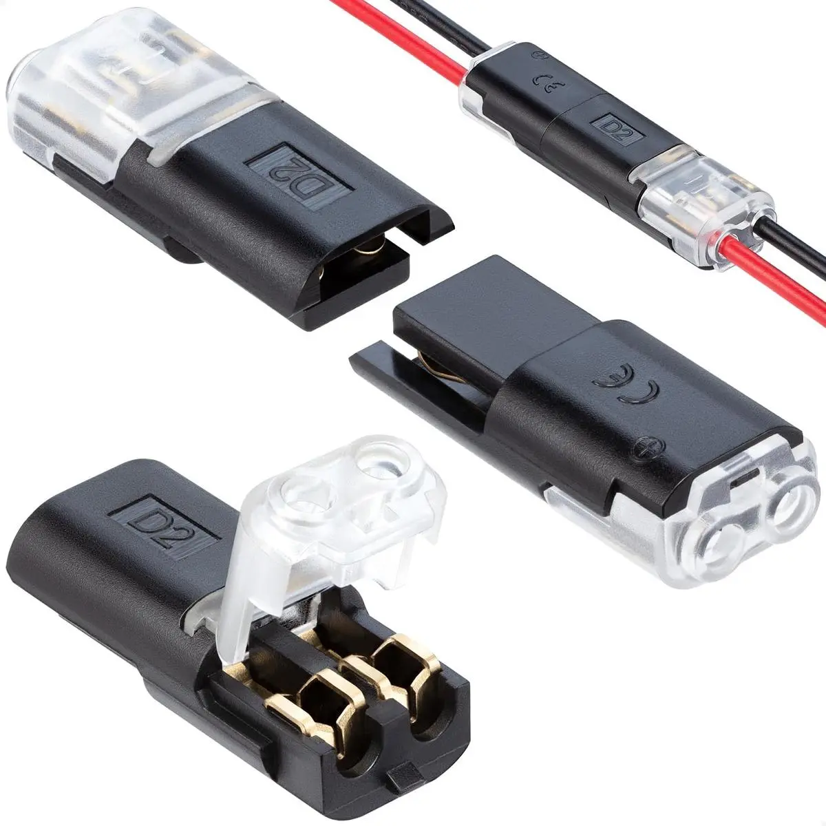 LED Wire Connectors , Low Voltage Wire Plug-in Connectors with Locking Buckle - 40PCS- No-Stripping Quick Splice Clips for, LED Strip Light and Electrical Cable Extension for Home Lighting Projects double-wire quick-clip