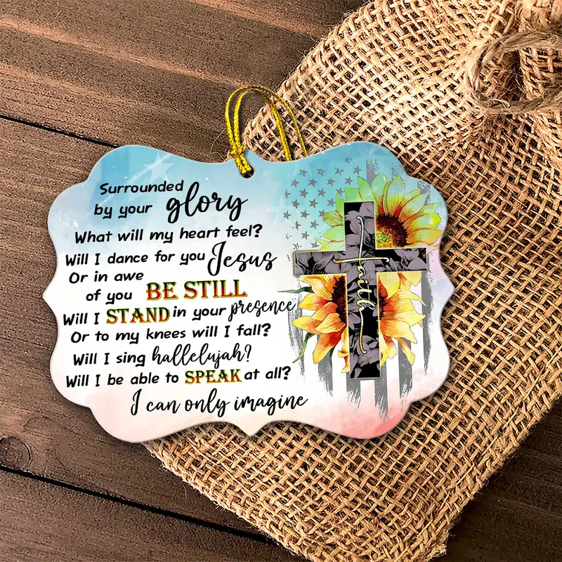 I Can Only Imagine Sunflower Faith Cross Wood Ornament USA Christians Gift Decor