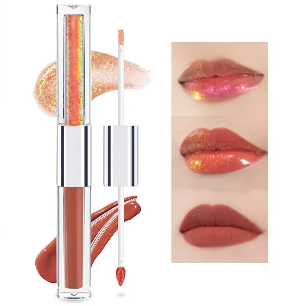 Multichrome Double Head Non-Stick Lip Glaze, Metallic Colourful Lip Gloss, Anti-transfer, Long Lasting Waterproof Liquid Lipstick Makeup #205