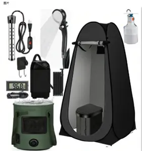 Portable Outdoor Shower Tent Kit, 6000mAh Rechargeable Water Pump, PP Filter Nozzle, 5-gal Collapsible Bucket, Camping Gear, Car Wash Supplies, Portable Showers, Portable Shower Showers