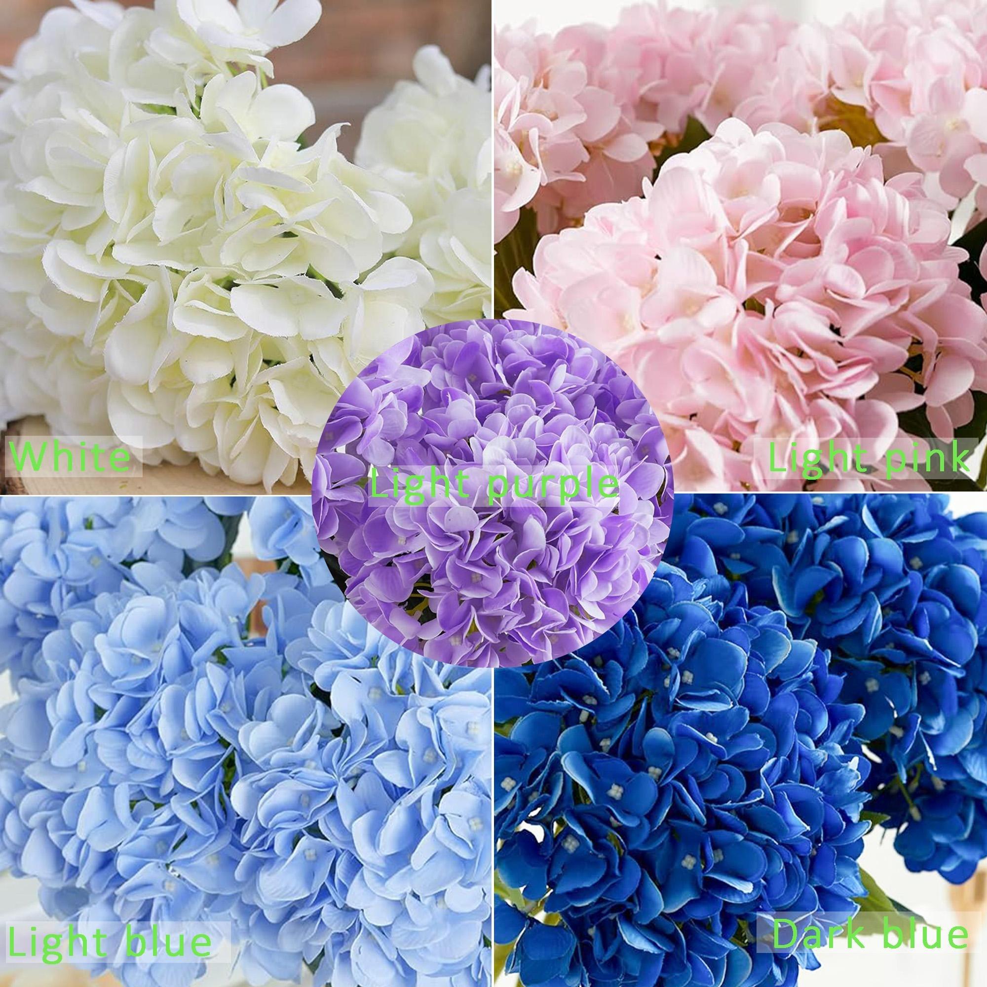 Faux Silk Hydrangea Flowers, 5/10 Pcs Artificial Hydrangea Bouquet, Real Touch Fake Floral Decor for Home Living Room Bedroom Dining Room, Wedding Party Baby Shower Arrangements, Artificial Plants Flower Set