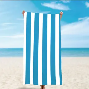 Striped Pattern Beach Towel, Soft Absorbent Towel, Summer Beach Towel, Bathroom Supplies for Home Hotel Salon Vacationation