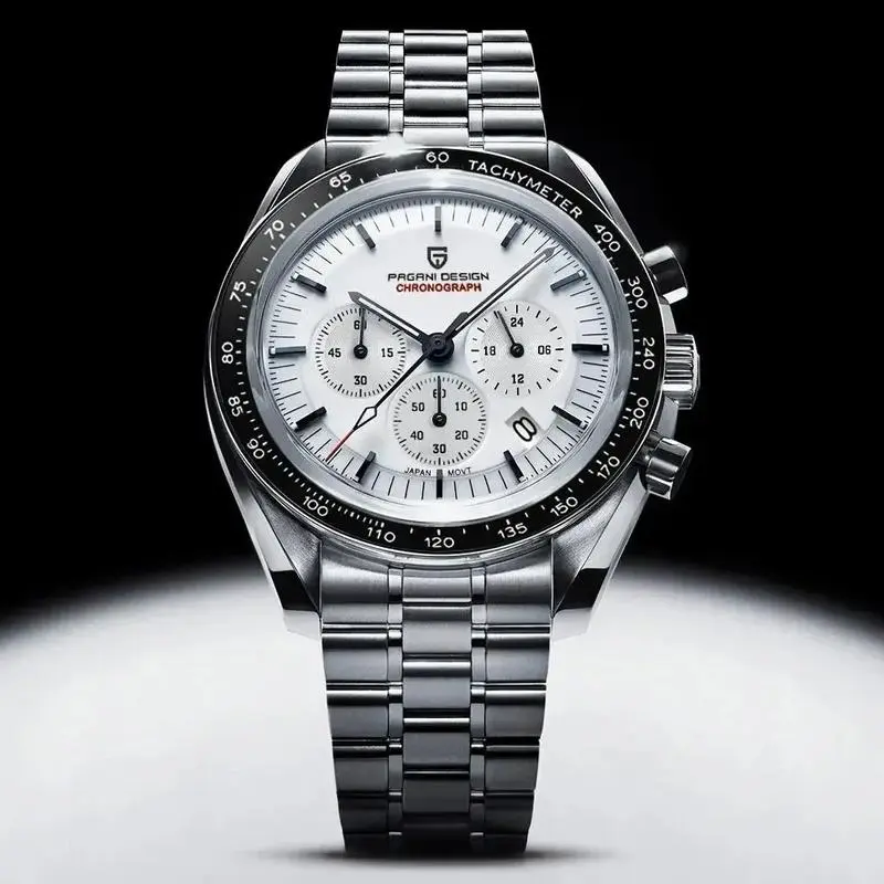 Luxury Men's Chronograph Watch with Sporty Design and AR Sapphire Glass - Water Resistant up to 100M"