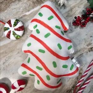 Kawaii Christmas Tree Cake Plush | 10 inch Christmas Tree Cake Pillow | White Holiday Tree Cakes