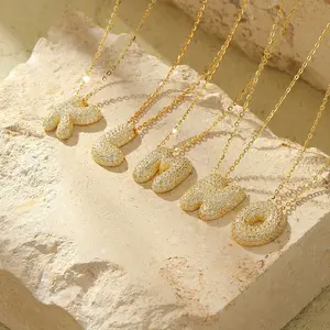 Stainless Steel Bubble Letter Initial Pendant