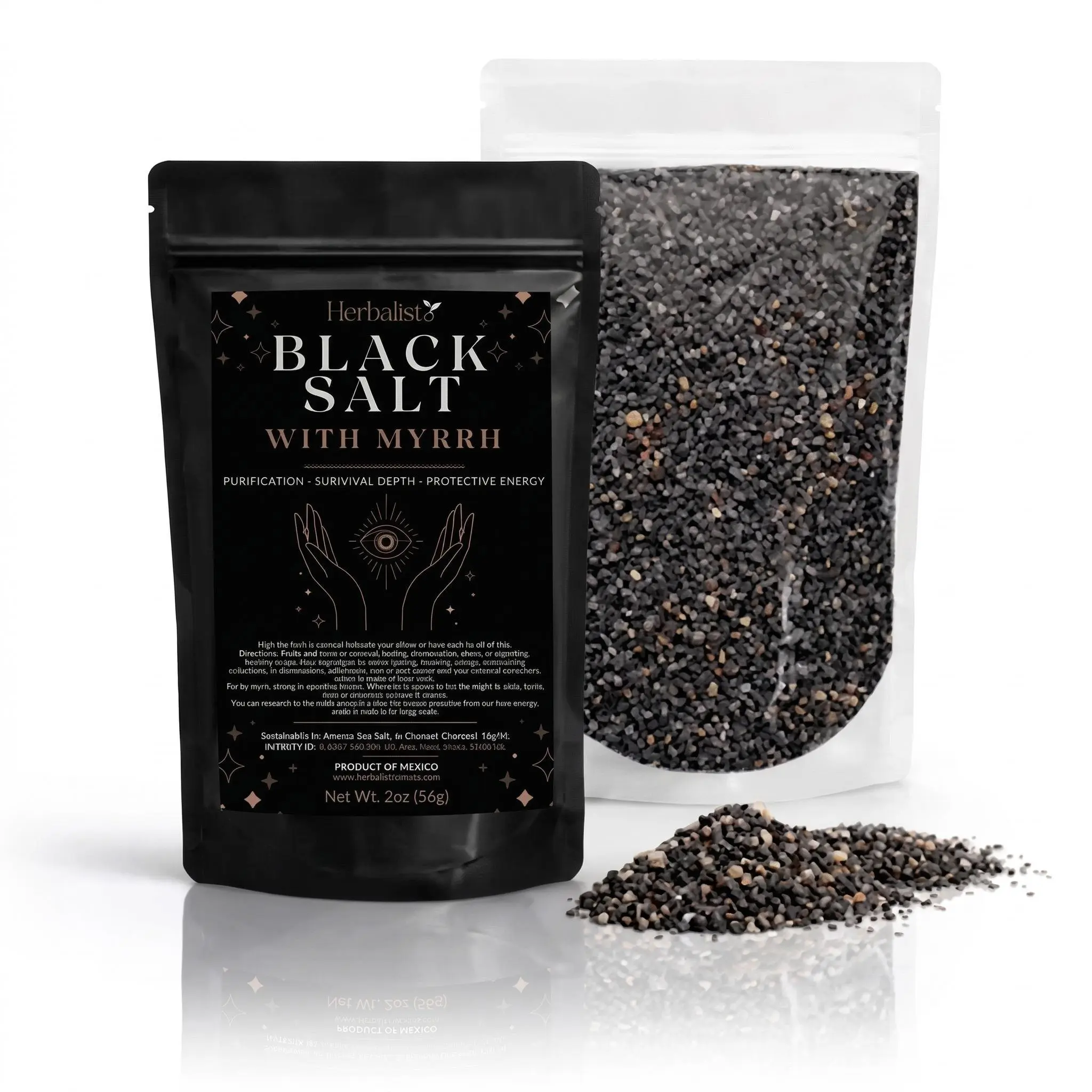 Yerbero Viral Myrrh + Black Salt 2oz (56g) – Protection & Cleansing Ritual Salt – Wiccan, Brujeria, Spiritual Purification