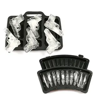 Creative Ice Ball Mold, 2pcs/set Silicone Bullet Shaped Ice Cube Mold, Multi-grid Ice Ball Maker for Home Kitchen Party, Ice Ball Trays, Ice Molds