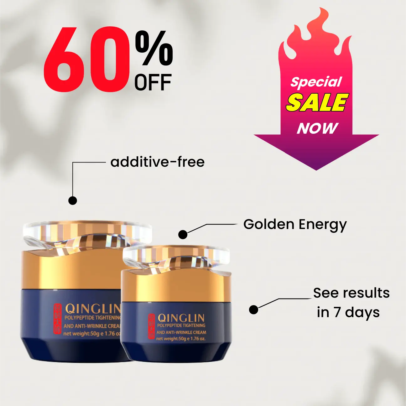 【QINGLIN】Cream with light texture and botanical extracts: rejuvenates the skin texturepoly,peptide tighten.