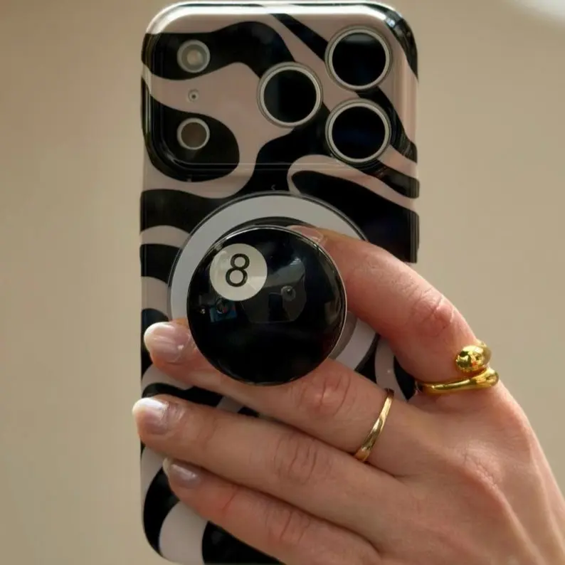 8 Ball MagSafe Phone Grip, Retro Magnetic Phone Holder