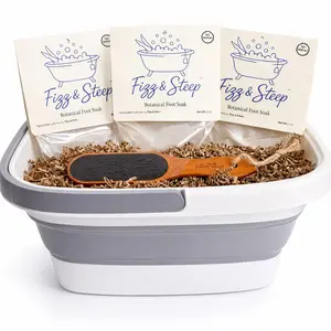 Fizz & Steep Oat & Embrace Foot Soak Bundle (3-Pack + Pumice + Collapsible Tub)