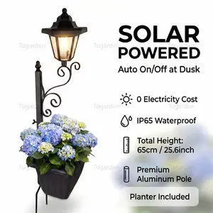 2 In 1 Solar Post Light With Planter ,Waterproof Decorative Lamp, Patio, Front/Back Door,Porch Roadside Decoration outdoor pathway, Yard Lawn  Driveway Sidewalk Walkway Garden Decor solarlight gift