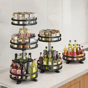 Multi-layer heavy-duty 360 ° rotating spice rack with turntable base - high-capacity space-saving kitchen storage rack, easy-to-assemble countertop storage rack
