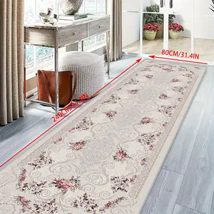Modern Floral Pattern Carpet, Durable Indoor Outdoor Rug, Washable Kitchen Living Room Hallway Decor Mat, Soft Bedroom Bedside Pad