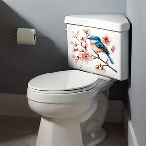 A (30*30cm) peach blossom branch with bird toilet sticker, bathroom accessory, bathroom door, refrigerator self-adhesive decorative home sticker M20259-NC
