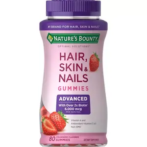 Nature's Bounty Optimal Solutions Advanced Hair, Skin & Nails Gummies with Biotin 80ct - Healthcare, Fitness, Natural Ingredients - Strawberry Flavor