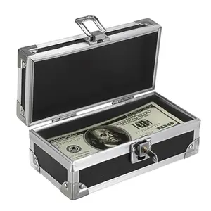 Cash Box with Lock, Aluminium Alloy Money Box for Cash Lockable Money Storage Box Single Row Currency Tray Cash Organizer Piggy Bank for Collector