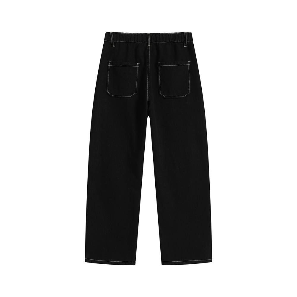 Men’s loose straight-leg jeans for autumn/winter, featuring a patchwork design and retro street style—versatile and easy to match.
