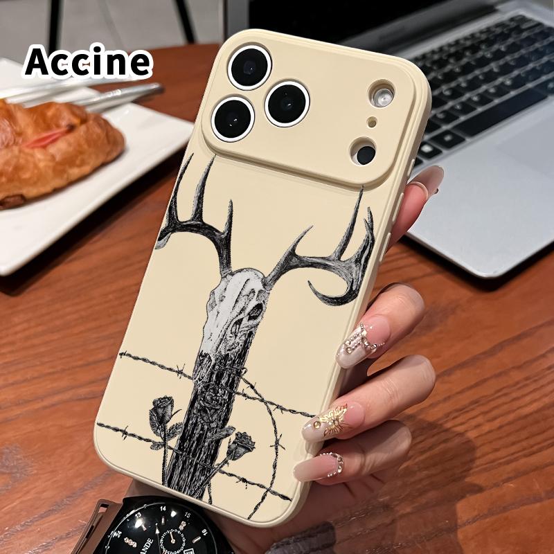 Skull, Roses, Barbed - Wire Pattern Straight Edge Phone Case Soft Phone Case for iPhone 17 16 Pro Max 15 Plus 14 13 12 11 Air XR E XS Plus Shockproof Drop Protection Rugged Durable Silicone Cover