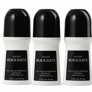 Avon Black Suede Roll-On Deodorant - 3 Pack of 2.6 fl oz Anti-Perspirant Deodorant for Men and Women