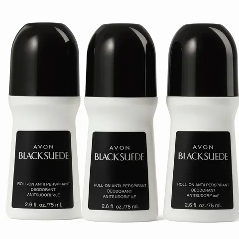 Avon Black Suede Roll-On Deodorant - 3 Pack of 2.6 fl oz Anti-Perspirant Deodorant for Men and Women