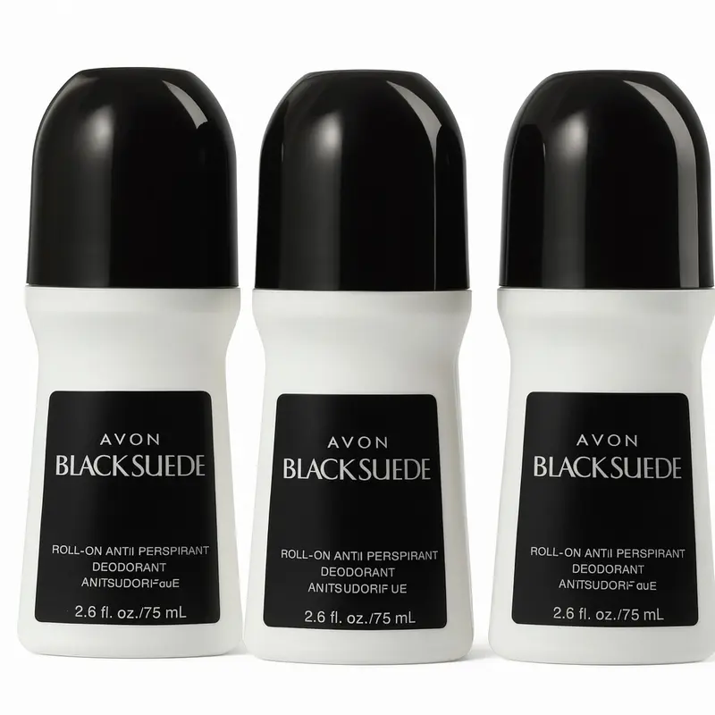 Avon Black Suede Roll-On Deodorant - 3 Pack of 2.6 fl oz Anti-Perspirant Deodorant for Men and Women