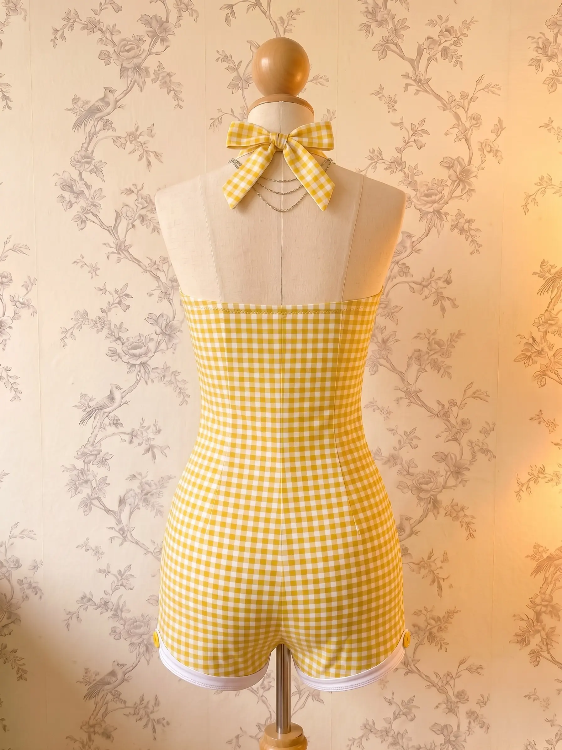 RETRO STAGE Women's 1950s Gingham Halter Bowknot 1-Piece Swimsuit, Padded  High Stretch Swimwear, Available in Yellow, Red, Blue, Green, Black, Light  Green, One Piece Swimsuit - TikTok Shop