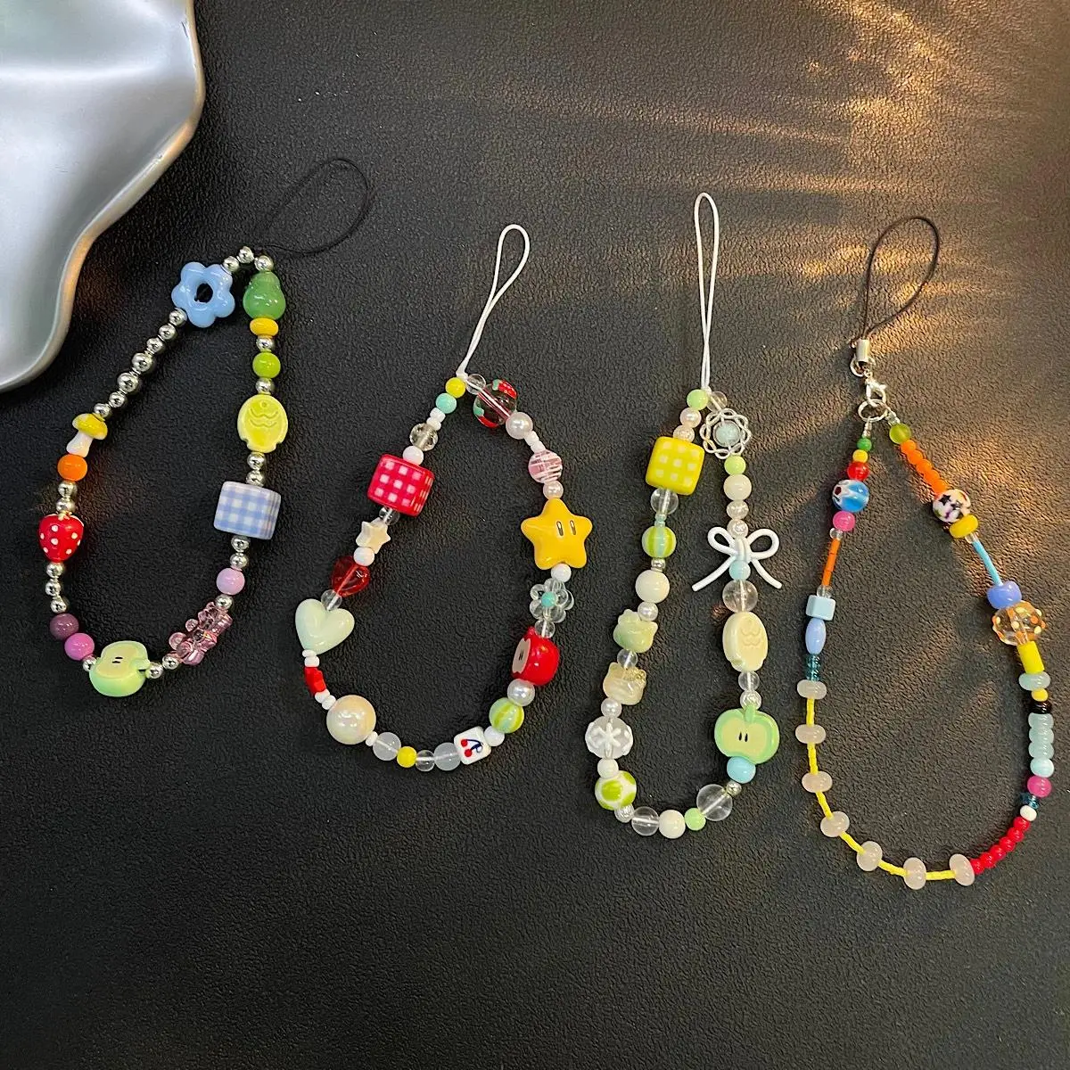 New Dopamine Fruit Beaded Phone Chain - Smartphone Wrist Strap, Hand Strap, Neck Pendant Charm for iPhone 16, 17 & iPhone Users' Mobile Phone Accessories