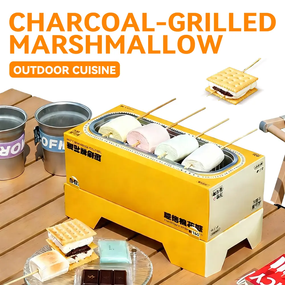 Homemade Snacks Roasted Marshmallow DIY Self-Heating Grill Set Charcoal-Grilled Marshmallow Kit for Outdoor Cuisine Perfect for Camping and Picnics