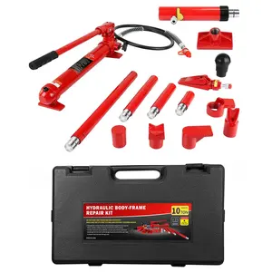 10 Ton Porta Power Hydraulic Ram Kit, 17-Piece Heavy Duty Auto Truck Tractor Equipment Repair Set with Carrying Case, 20,000 LBS Capacity, Max Lift 5.1 Inch