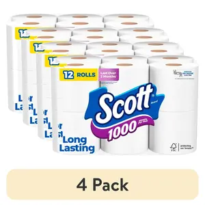 (4 pack) Scott 1000 Toilet Paper, 12 Rolls, 1,000 Sheets per Roll