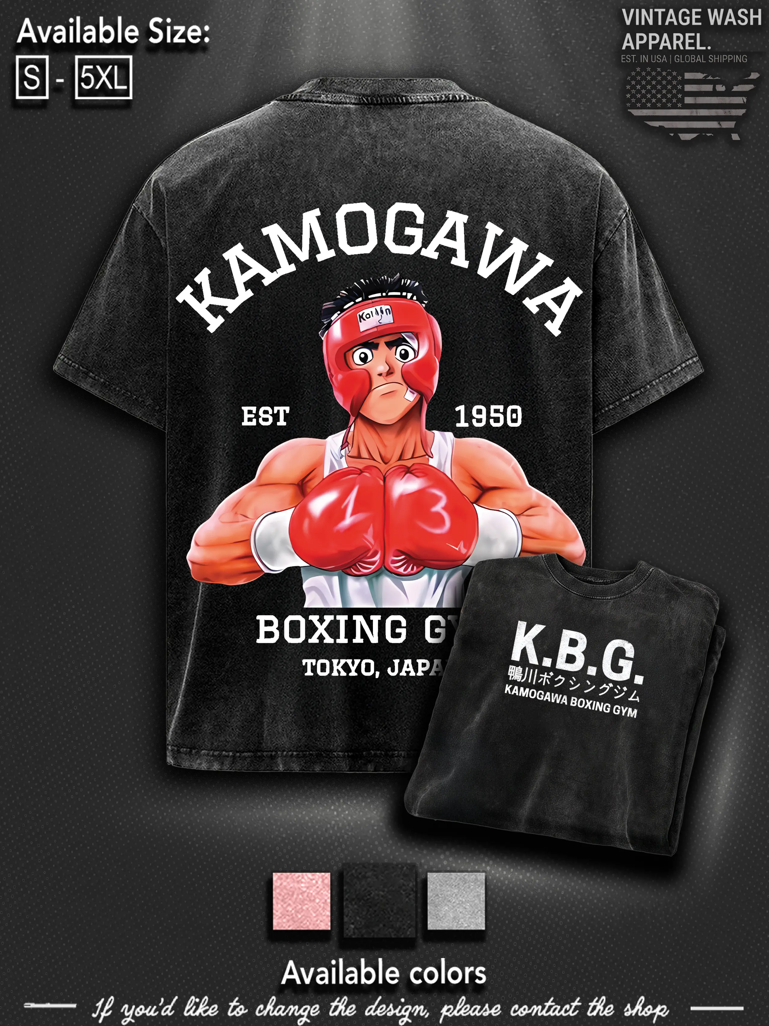 "Dempsey Roll Origin" Ippo Makunouchi K.B.G. T-Shirt Tanktop | Hajime no Ippo Boxing Streetwear, Unisex Fit boys  merch shirts  men